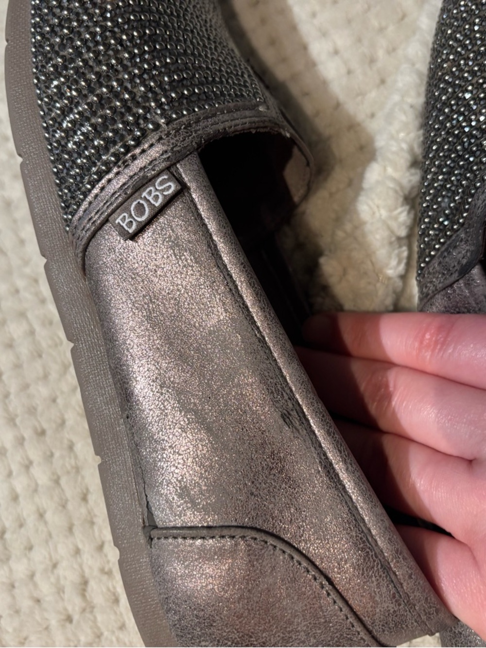 BOBS from Skechers Women's Black Rhinestone Slip-On Loafers - Picture 6 of 7